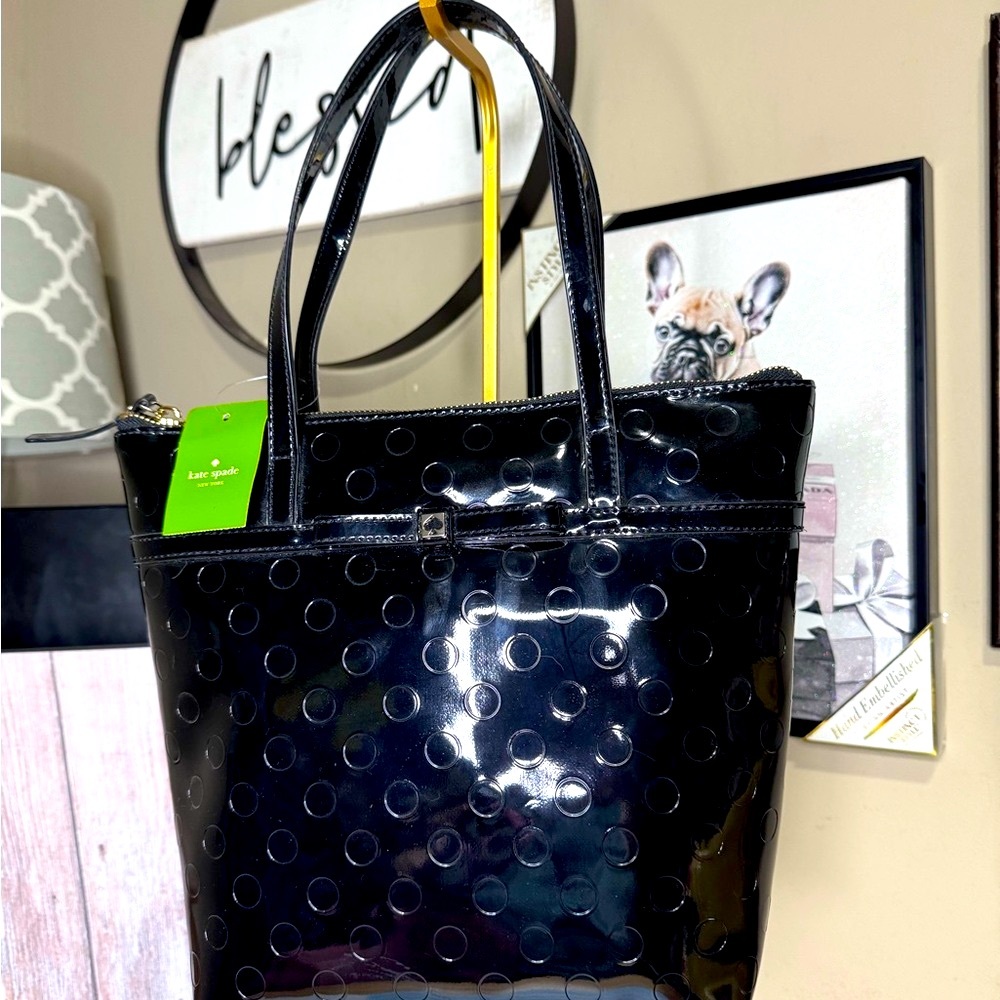 Kate Spade Black Patent Jeralyn Camellia Street Shoulder Bag - NEW with tags - Picture 4 of 16